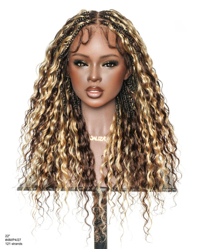Tiana - Miracle Braids Spanish Curl Pre Bleached Human Hair Boho Swiss HD Full Lace Braided Wig