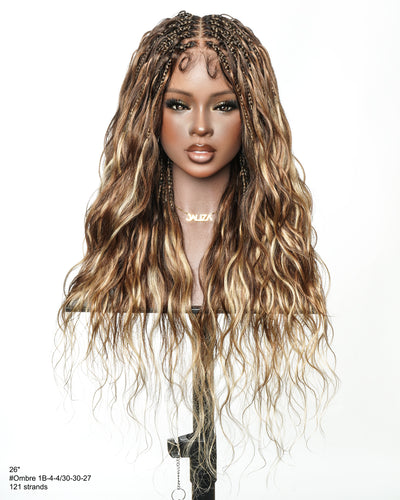 Faithfully Asia Design - 26" Balayage Color 4-30-27 Glueless Body Wave Bora Bora Boho Box Braided Wig