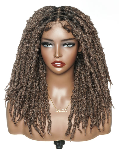 18" Soft And Distressed Faux Locs Pre Bleached Swiss HD Full Lace Wig