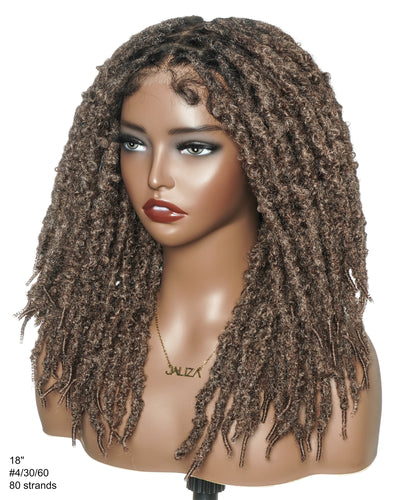 18" Soft And Distressed Faux Locs Pre Bleached Swiss HD Full Lace Wig