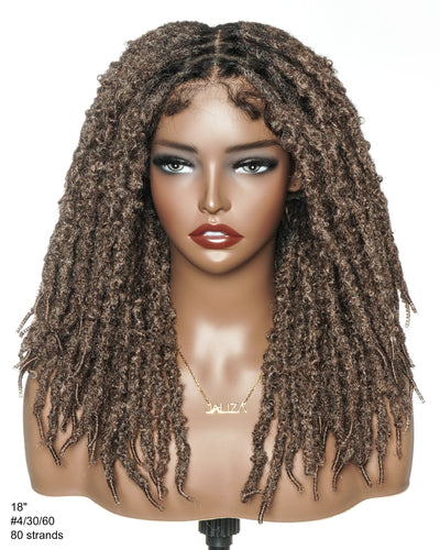 18" Soft And Distressed Faux Locs Pre Bleached Swiss HD Full Lace Wig