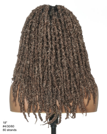 18" Soft And Distressed Faux Locs Pre Bleached HD Full Lace Wig