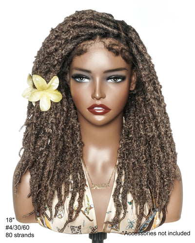18" Soft And Distressed Faux Locs Pre Bleached Swiss HD Full Lace Wig
