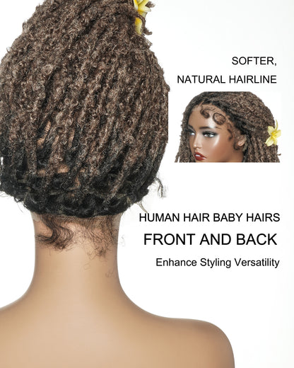 18" Soft And Distressed Faux Locs Pre Bleached HD Full Lace Wig