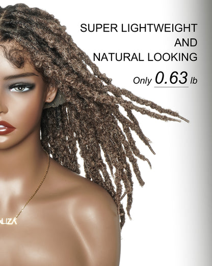 18" Soft And Distressed Faux Locs Pre Bleached HD Full Lace Wig