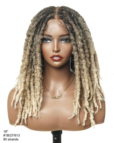 18" Soft And Distressed Faux Locs Pre Bleached Swiss HD Full Lace Wig