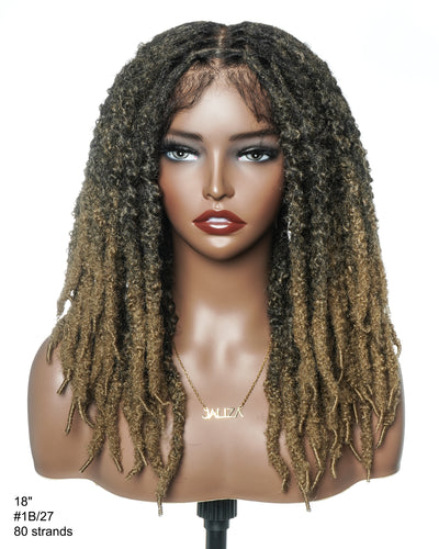 18" Soft And Distressed Faux Locs Pre Bleached Swiss HD Full Lace Wig