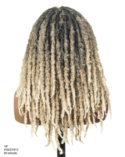 18" Soft And Distressed Faux Locs Pre Bleached Swiss HD Full Lace Wig