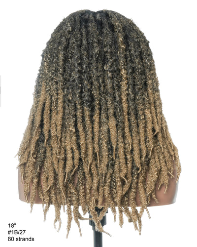 18" Soft And Distressed Faux Locs Pre Bleached Swiss HD Full Lace Wig