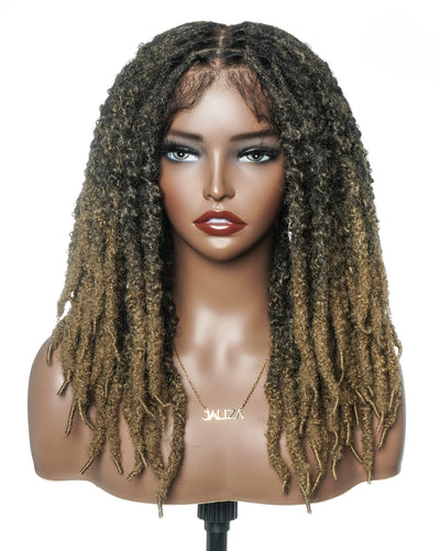 18" Soft And Distressed Faux Locs Pre Bleached Swiss HD Full Lace Wig