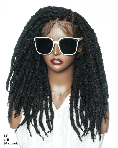18" Soft And Distressed Faux Locs Pre Bleached Swiss HD Full Lace Wig