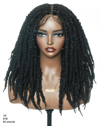 18" Soft And Distressed Faux Locs Pre Bleached Swiss HD Full Lace Wig