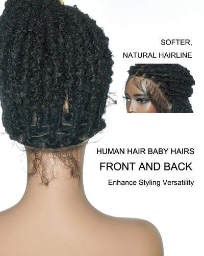 18" Soft And Distressed Faux Locs Pre Bleached Swiss HD Full Lace Wig