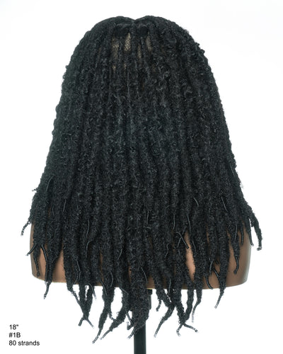 18" Soft And Distressed Faux Locs Pre Bleached Swiss HD Full Lace Wig