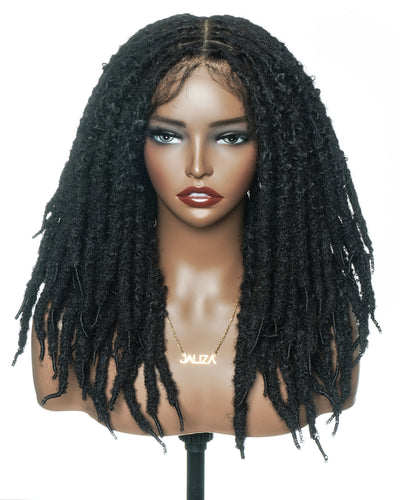 18" Soft And Distressed Faux Locs Pre Bleached Swiss HD Full Lace Wig