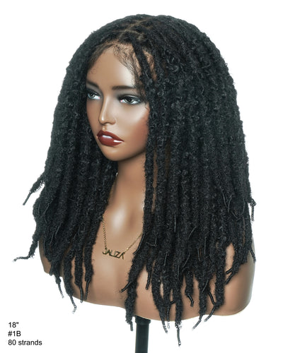 18" Soft And Distressed Faux Locs Pre Bleached Swiss HD Full Lace Wig