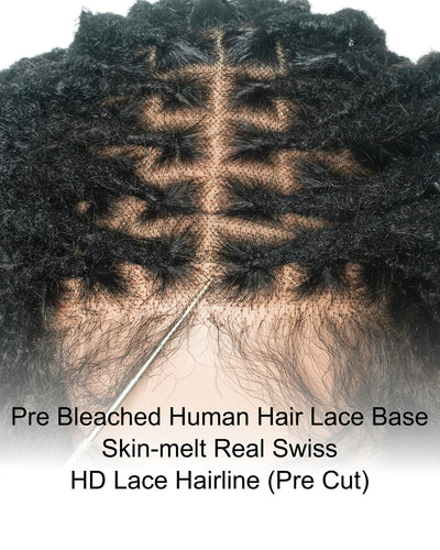 18" Soft And Distressed Faux Locs Pre Bleached Swiss HD Full Lace Wig