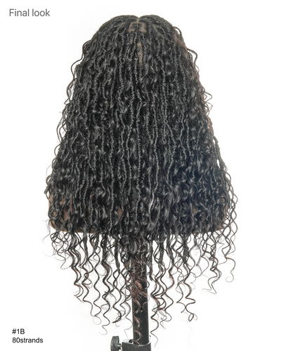 18" Pre Looped Crochet Boho Locs With Human Hair Boho Curls 80 Strands/Pack (5 boho curls)