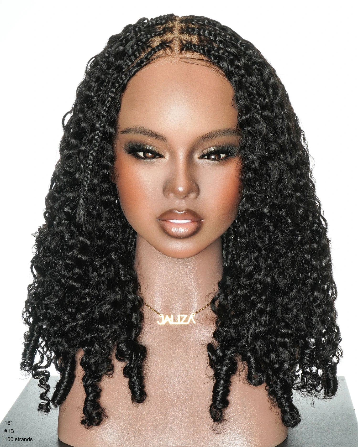 16" Finger Roll Swiss HD Full Lace Boho Box Braided Wig With Human Hair Boho Curls