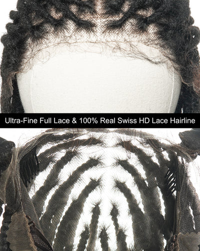 100% Human Hair Salon-level Pre Bleached HD Full Lace Knotless Boho Locs Wig 100 Strands