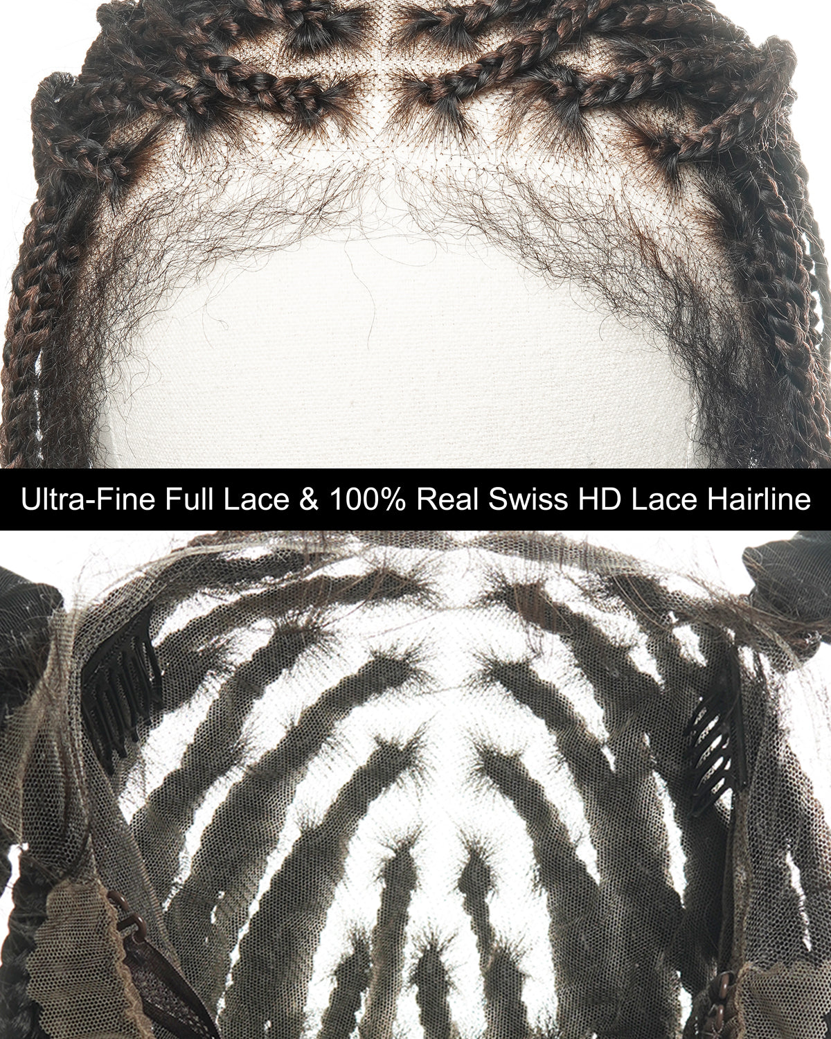 24" Pre Bleached Human Hair Full Lace HD Knotless Box Braided Wig With Human Hair Curly Ends