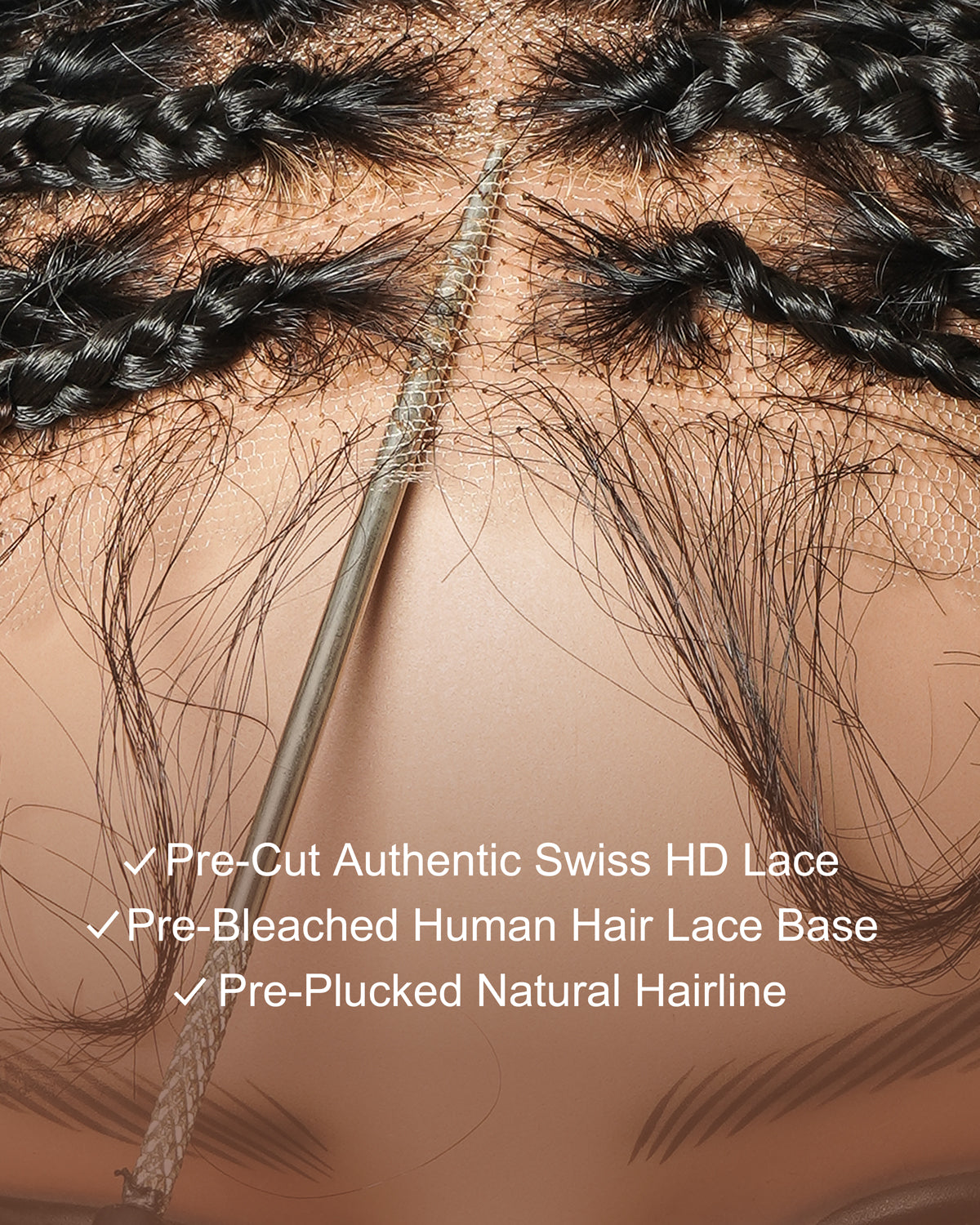 Kiki -  36"  Pre Bleached Swiss HD Lace Boho Box Braided Wig