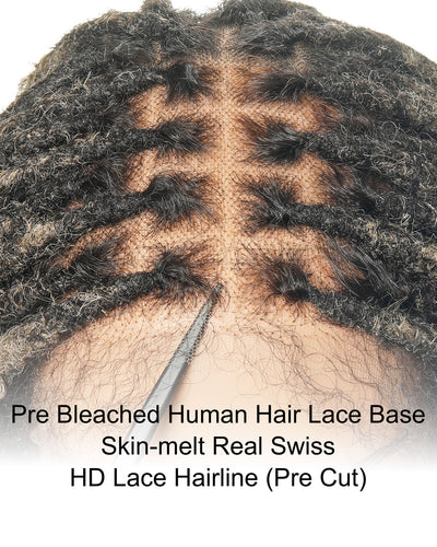 18" Soft And Distressed Faux Locs Pre Bleached Swiss HD Full Lace Wig