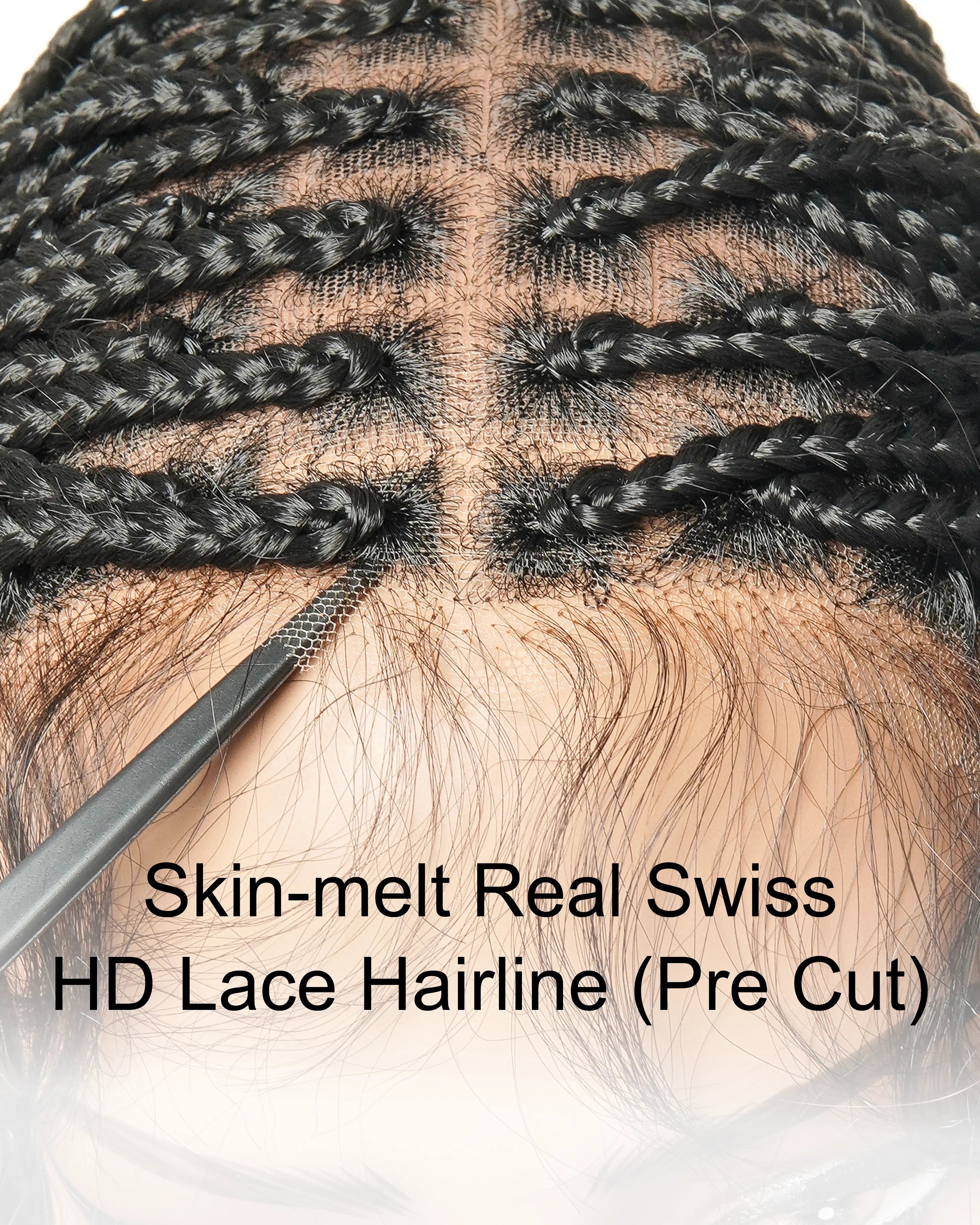 Glueless 24" Pre Cut HD Full Elastic Lace Ready-To-Go Box Braided Wig With Flat Roots