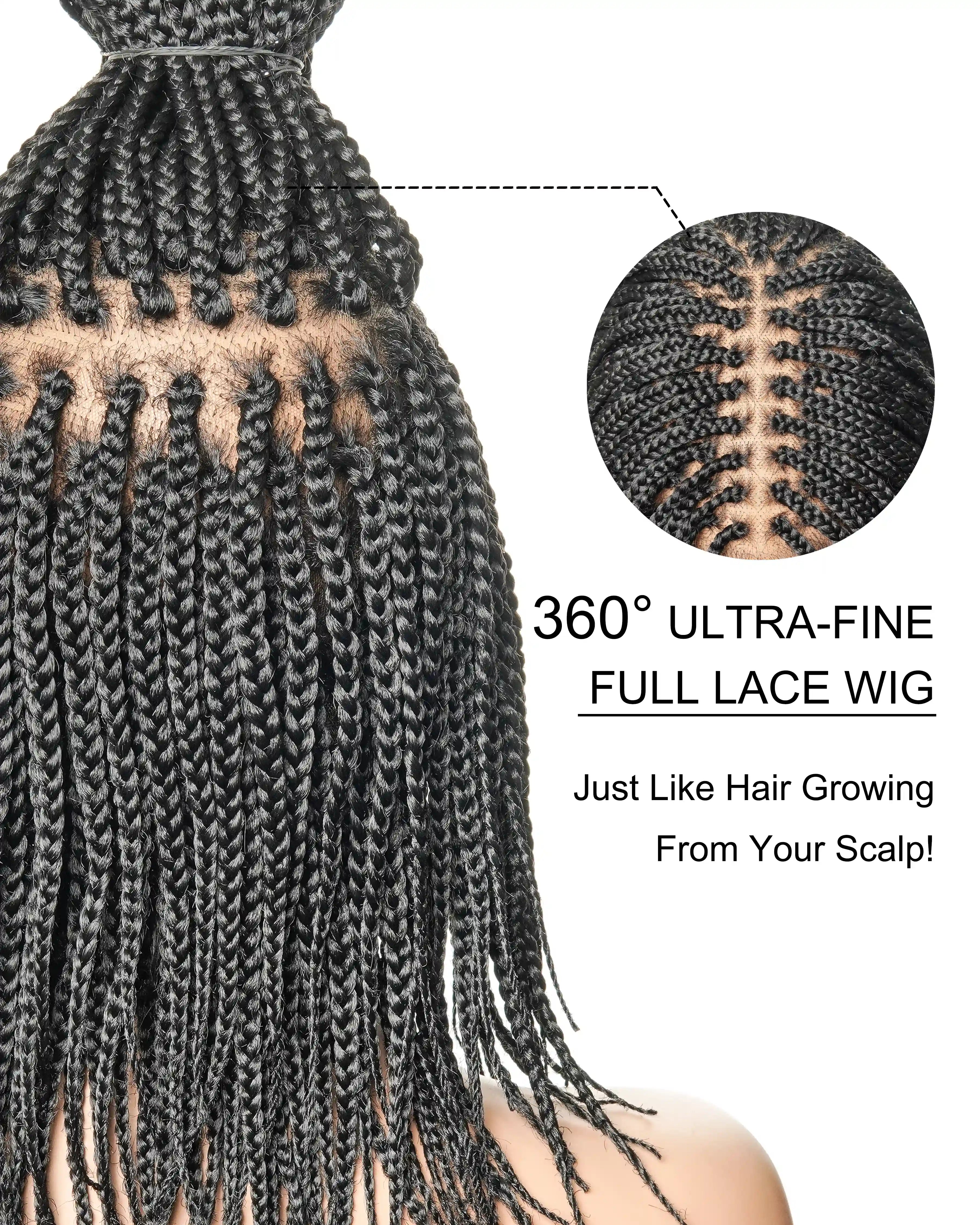 12" Free Part Layered Bob Box Braided Wig (Pre Bleached Human Hair Lace Base)