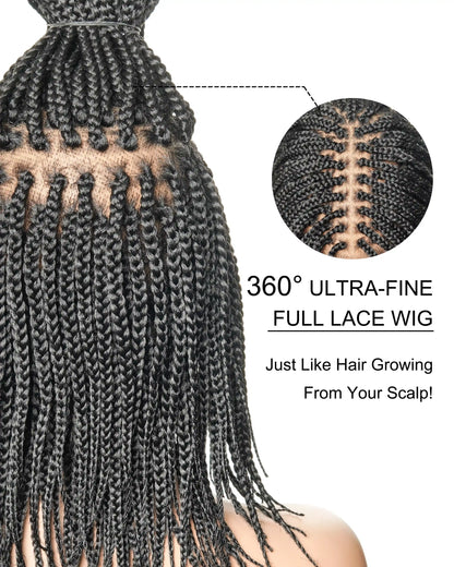 12" Free Part Layered Bob Box Braided Wig (Pre Bleached Human Hair Lace Base)