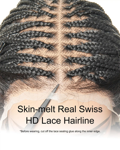 Swiss HD Full Lace Knotless Micro Box Braided Wig 36" 200 Strands