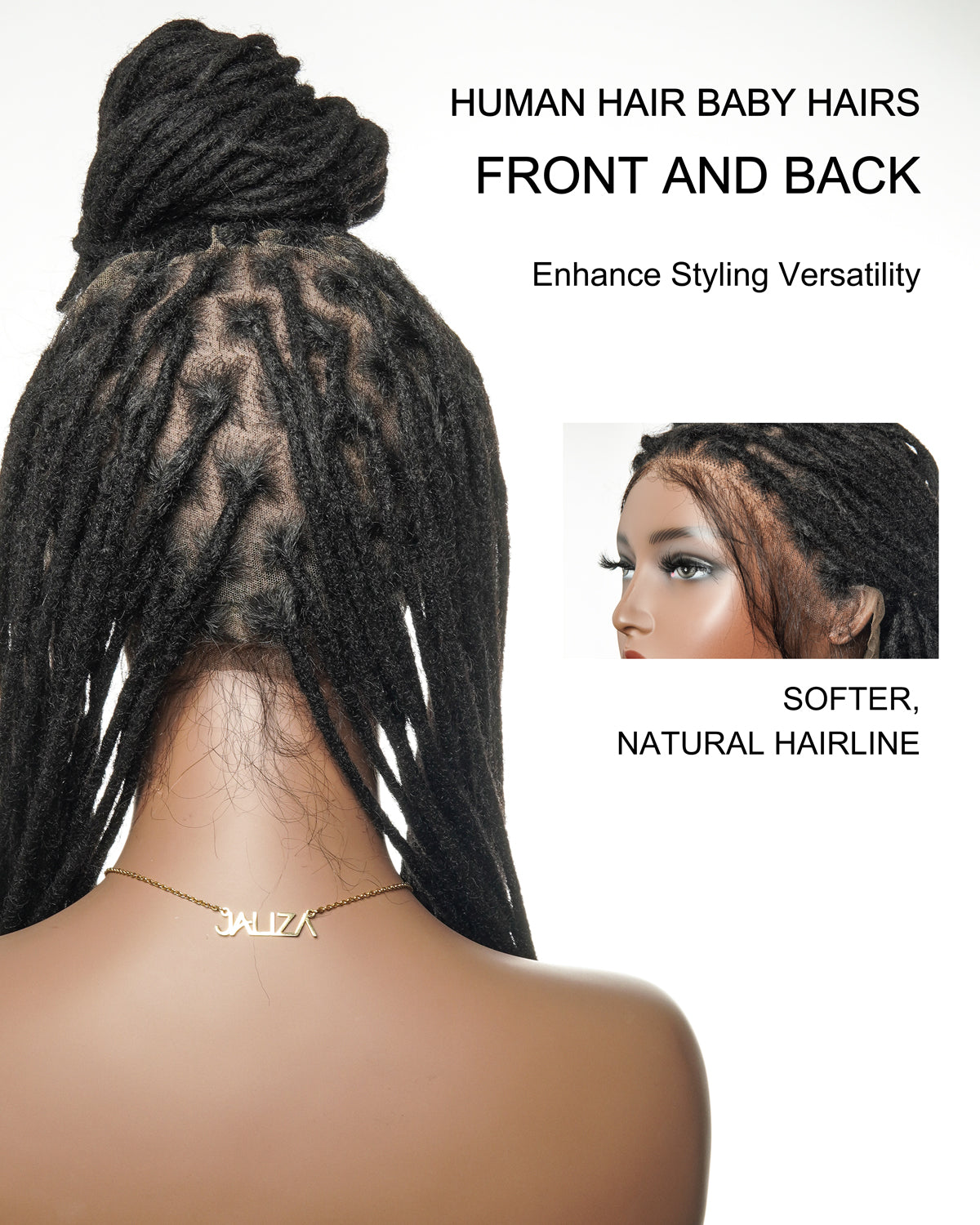 100% Human Hair Dreadlock Pre Bleached HD Full Lace Wig 24" 100 Strands
