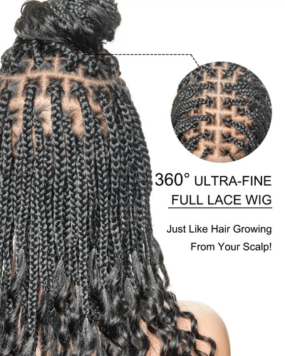 Nina - Small Head Friendly Glueless Braided Wig With Curly Ends (Small Cap Size for Petite Head)