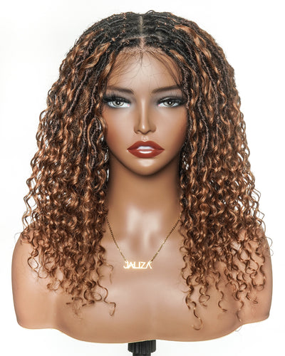 Lola - 16" Pre Bleached Swiss HD Full Lace Boho Locs Wig With Human Hair Boho Curls