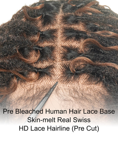 Lola - 16" Pre Bleached Swiss HD Full Lace Boho Locs Wig With Human Hair Boho Curls