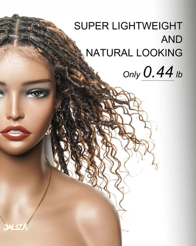 Lola - 16" Pre Bleached Swiss HD Full Lace Boho Locs Wig With Human Hair Boho Curls