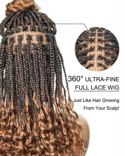 Nina - Small Head Friendly Glueless Braided Wig With Curly Ends (Small Cap Size for Petite Head)