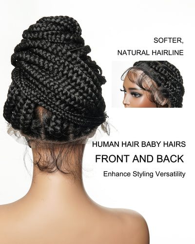 Knotless Jumbo Box / Large Box HD Lace Full Hand-tied Braided Wig 36 Inches 24 Strands