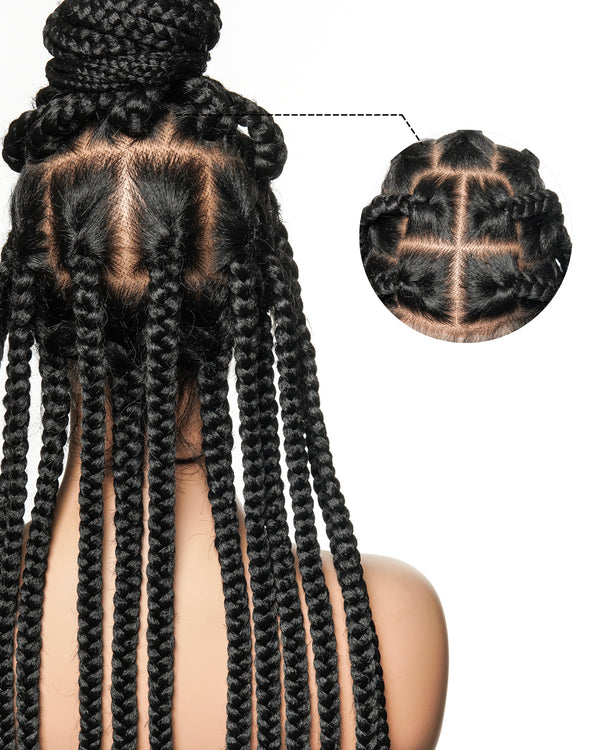 360° Ultra-Fine Full Lace Wig with detailed view of braided hair on a white background