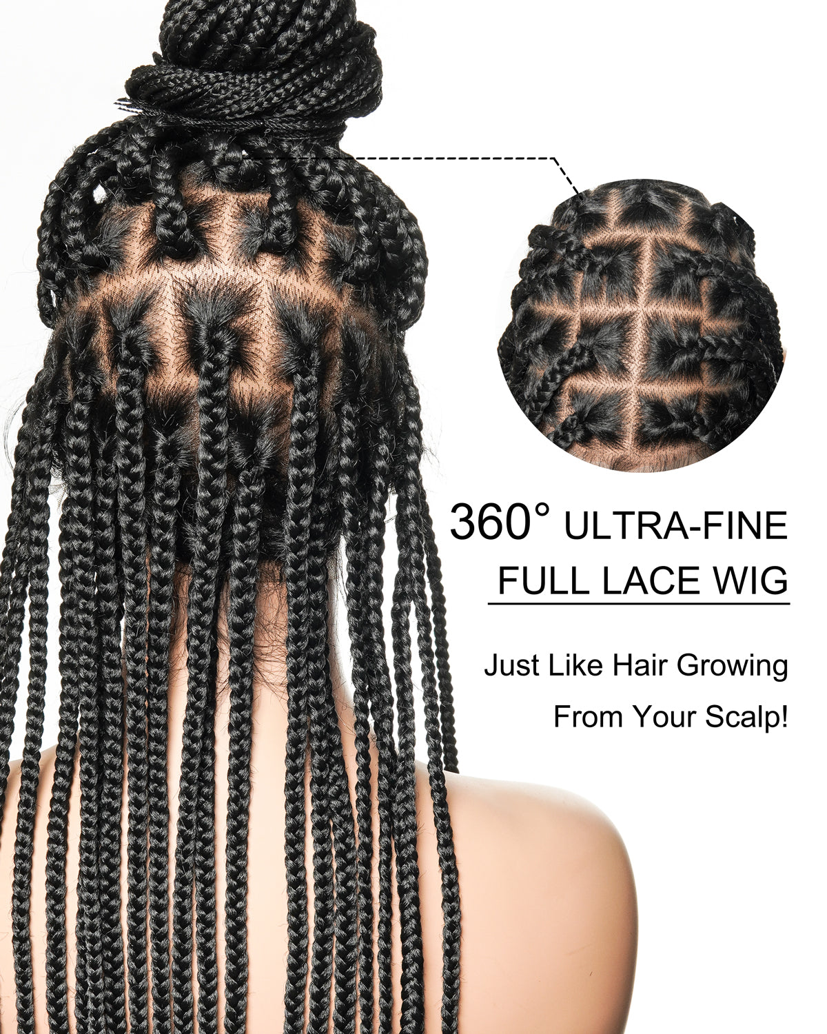 Knotless Jumbo Box / Large Box HD Lace Full Hand-tied Braided Wig 36 Inches 24 & 48 Strands