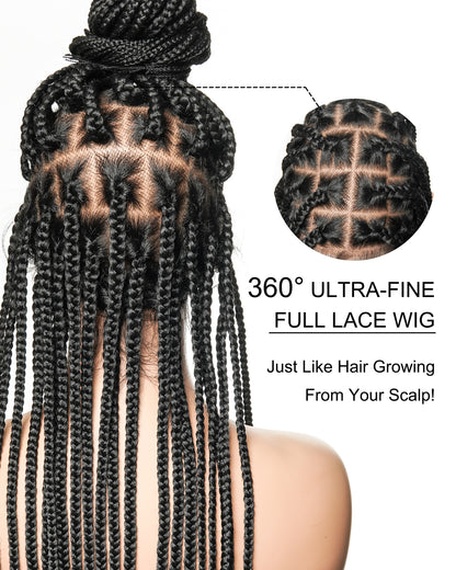 Knotless Jumbo Box / Large Box HD Lace Full Hand-tied Braided Wig 36 Inches 24 & 48 Strands