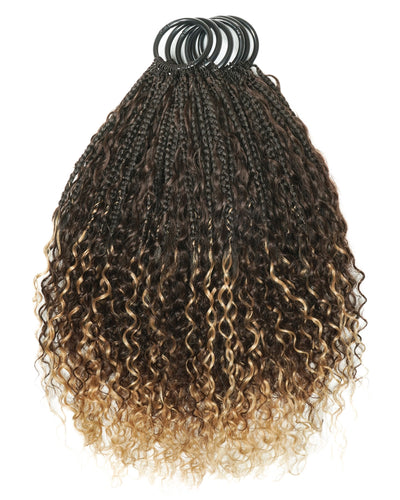 18" Ghost Loop™ Crochet Boho Braids With Water Wave Human Hair Curls