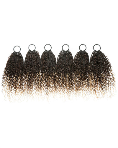 18" Ghost Loop™ Crochet Boho Braids With Water Wave Human Hair Curls
