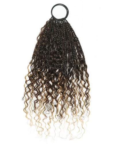 18" Ghost Loop™ Crochet Boho Braids With Water Wave Human Hair Curls
