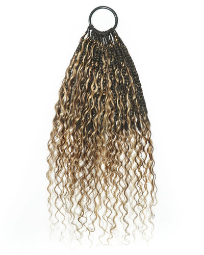 18" Ghost Loop™ Crochet Boho Braids With Water Wave Human Hair Curls