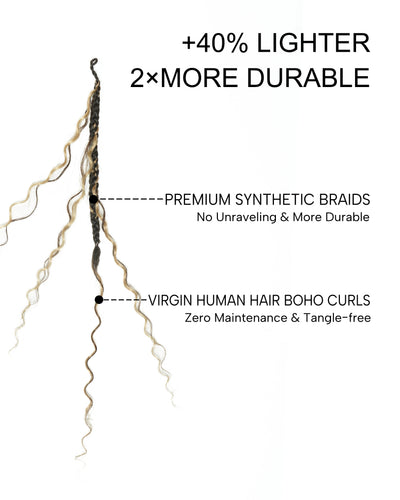 18" Ghost Loop™ Crochet Boho Braids With Water Wave Human Hair Curls