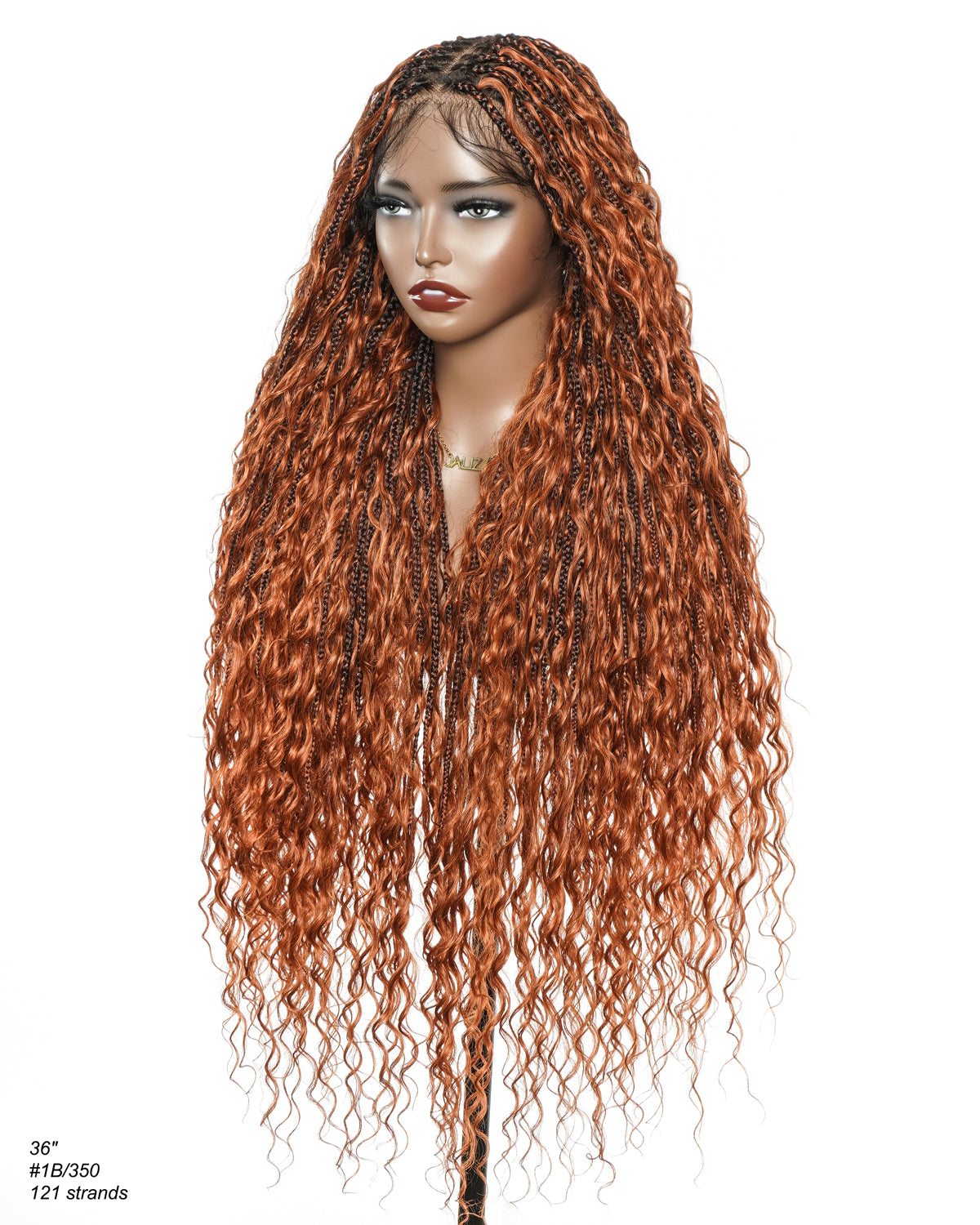 Ginger Color Human Hair Boho Curls Wavy Box With HD Pre Bleached Full Lace Base 100 Strands Boho Box Braided Wig