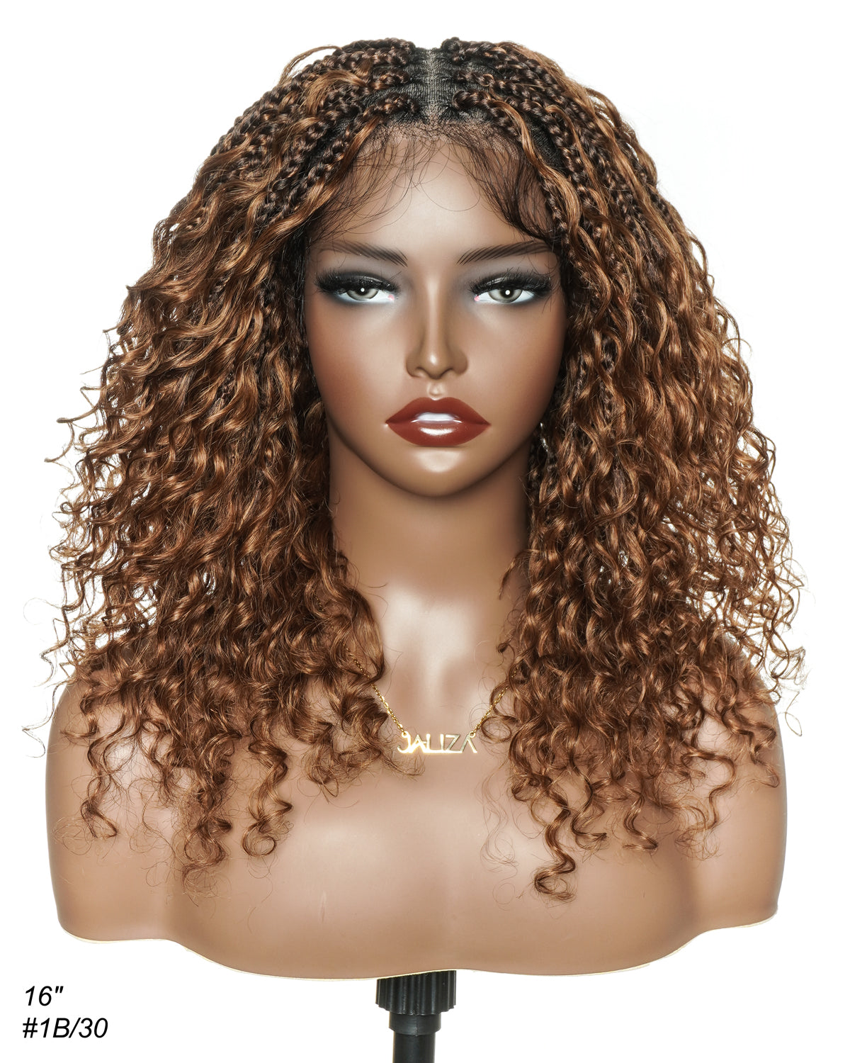 Glueless 16" Pre Cut HD Full Elastic Lace Lightweight Ready-To-Go Boho Box Braided Wig with Human Hair Boho Curls