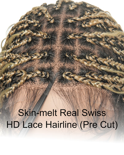 Coco - Glueless Human Hair Braided Wig Pre Cut HD Full Elastic Lace Free Part Ready-To-Go (Lace Not Hand Tied)