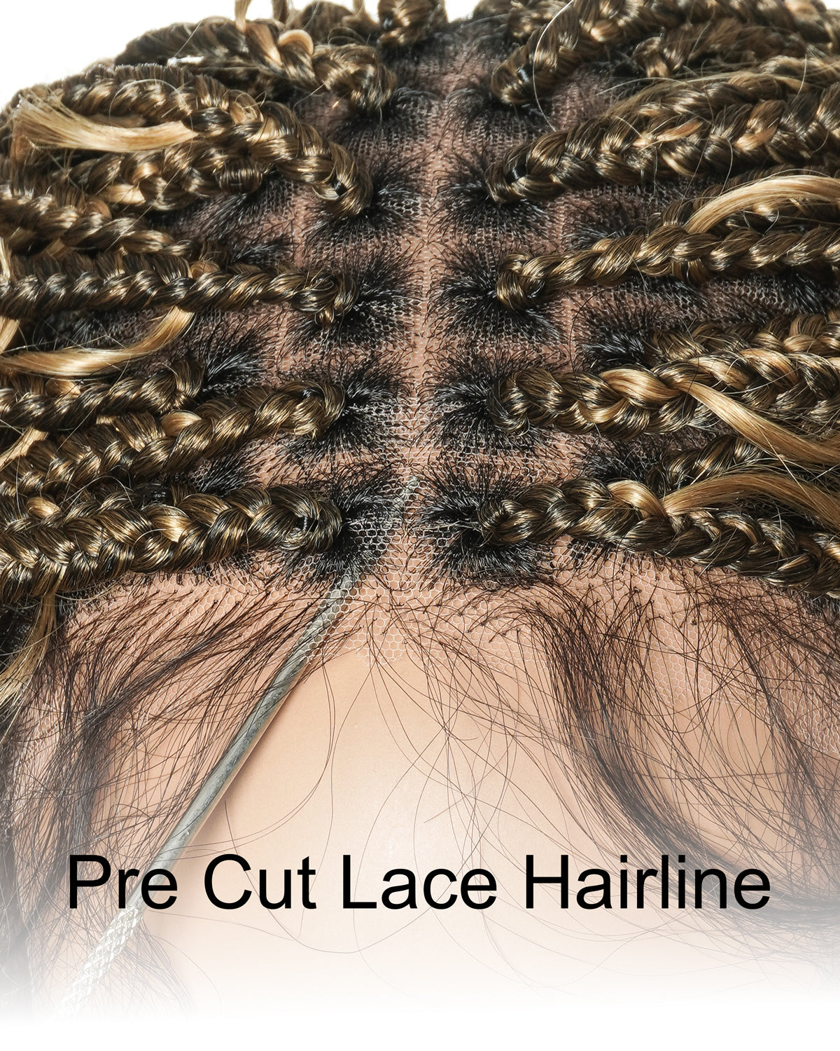 Glueless 16" Pre Cut HD Full Elastic Lace Lightweight Ready-To-Go Boho Box Braided Wig with Human Hair Boho Curls